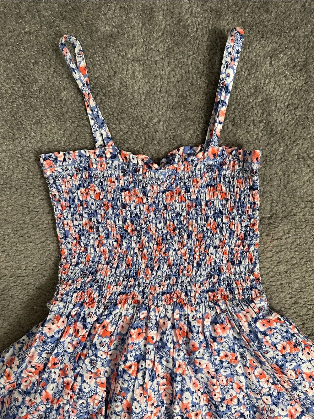 Janie and Jack Blue & Coral Floral Smocked Sundress
